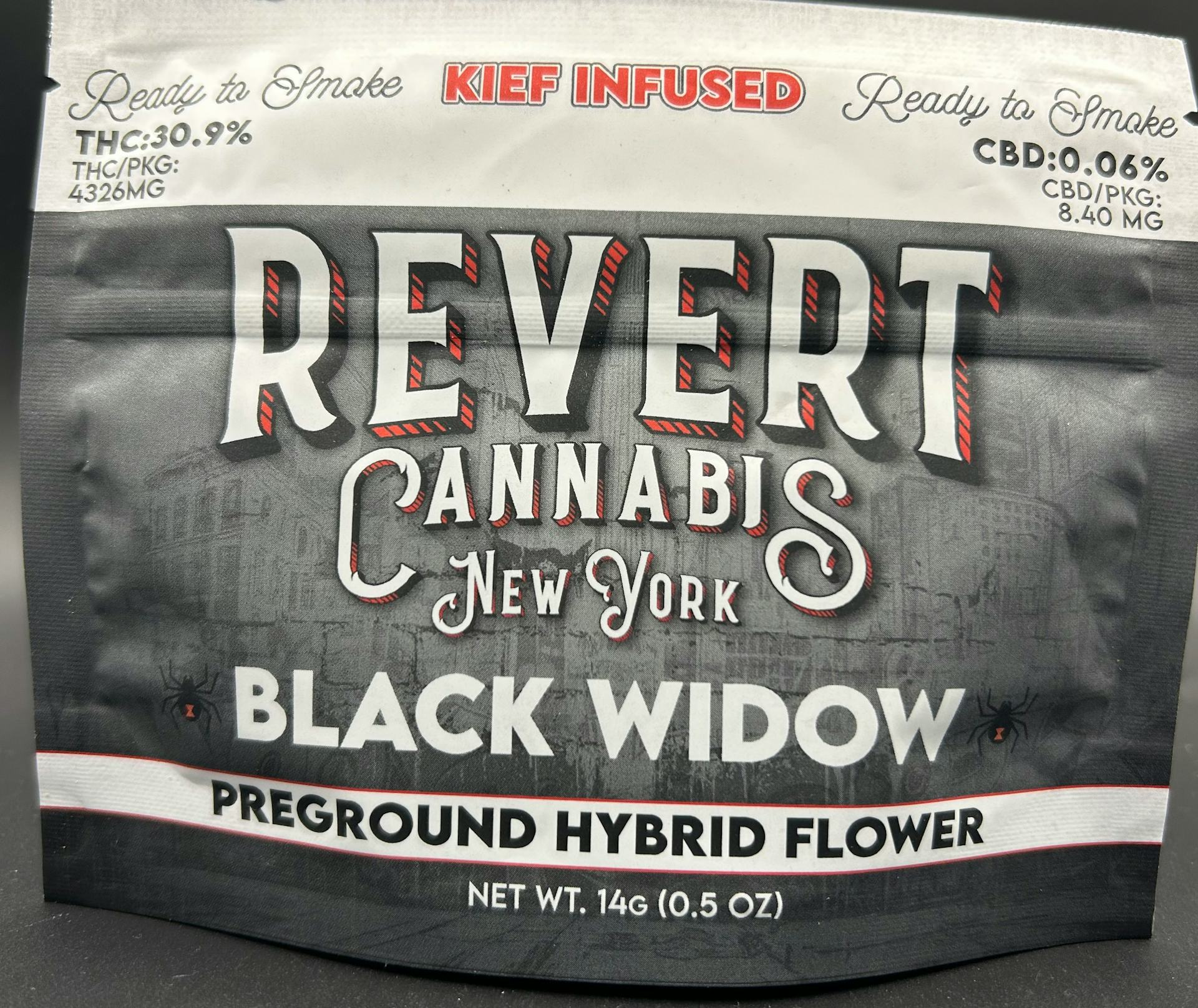 download (1) Revert - Black Widow - Kief Infused Ground Flower - 14g - Image 1